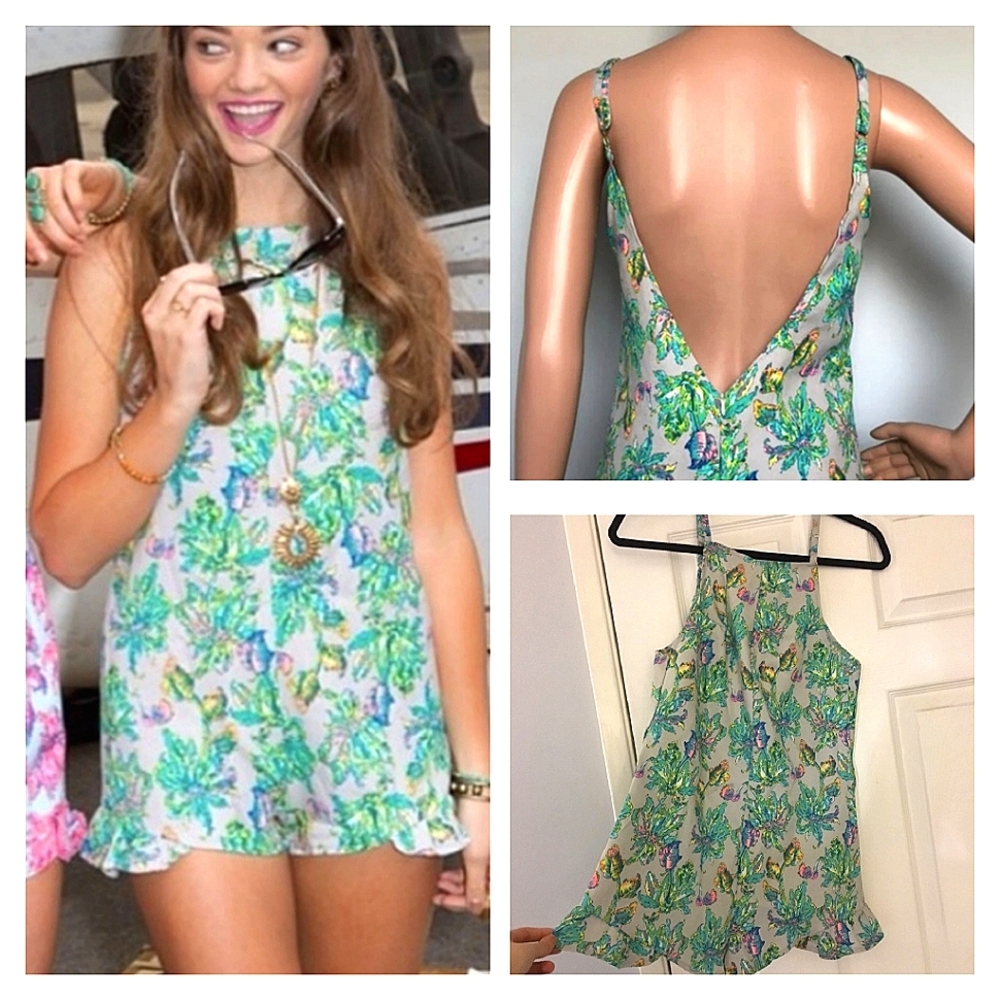 LF Neon Tropical Floral Backless Romper